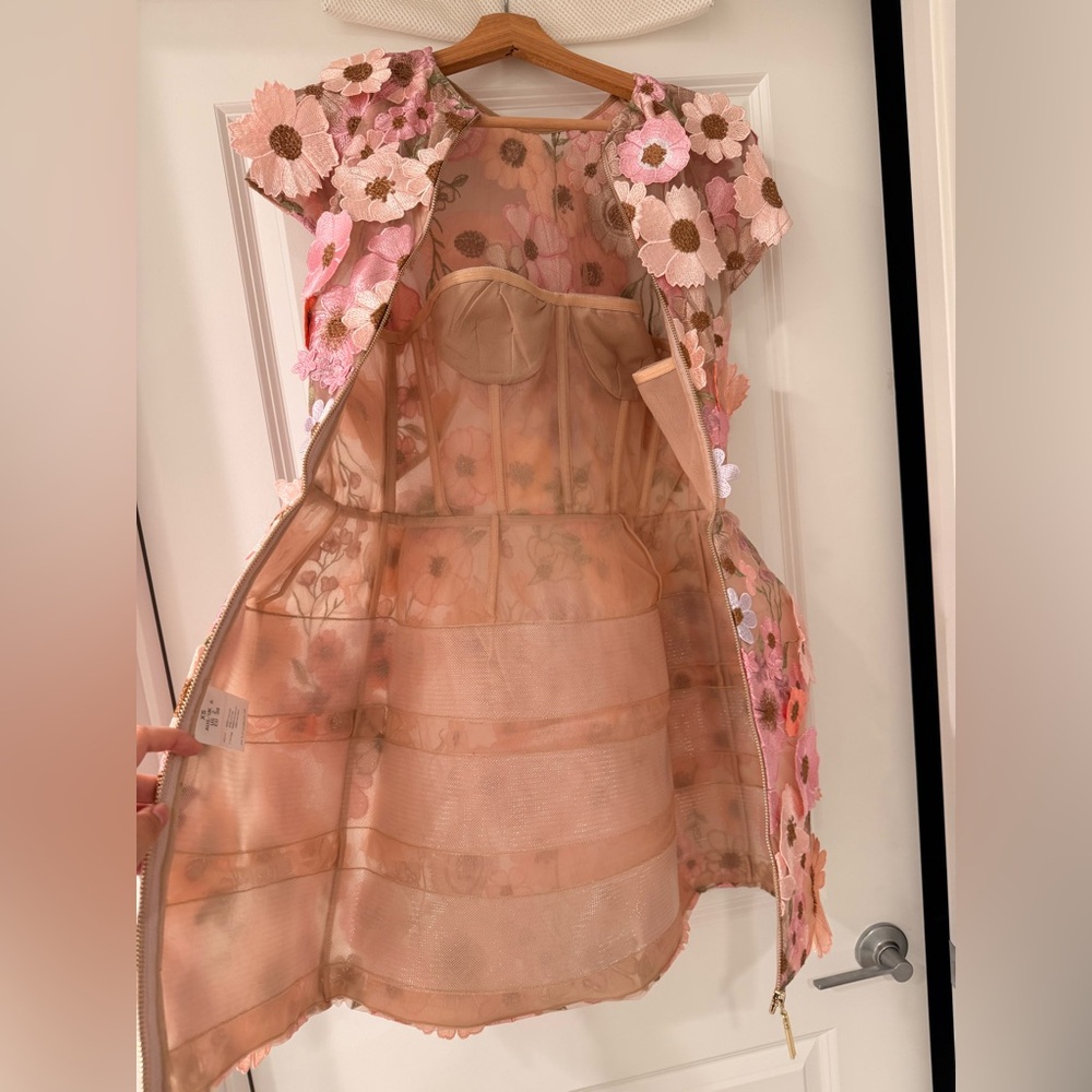 New Bronx and Banco Jasmine Embroidered Floral Applique Mini Dress - Picture 15 of 15